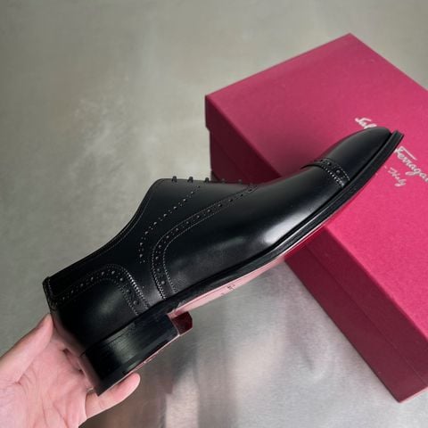 GIÀY NAM FERR* DA BÒ OXFORD BUỘC DÂY MŨI CAPTOE ĐEN LỊCH LÃM