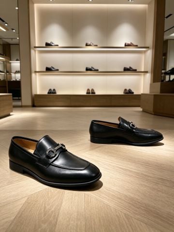 GIÀY LOAFER NAM F G GANCINI BIT MŨI VUÔNG NHẸ DA BÊ TRƠN