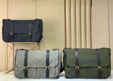 TÚI ĐEO CHÉO NAM L V SAUMUR LARGE PHOM MESSENGER KHỔ LỚN HAI KHOANG CANVAS DỆT