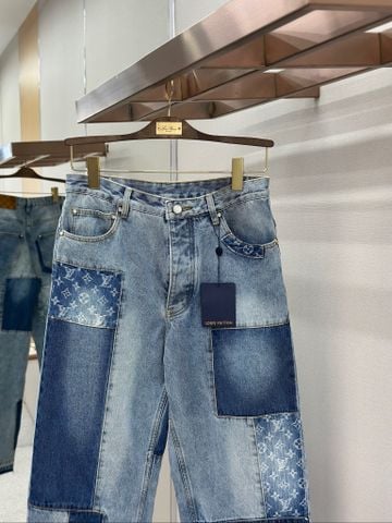 QUẦN JEANS NAM L V SIGNATURE PATCHWORK DENIM PANTS MONOGRAM WASH VINTAGE HÀNG ĐỘC MỚI