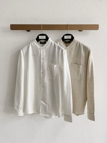 ÁO SƠ MI NAM L P CỔ MANDARIN 100% LINEN Ý