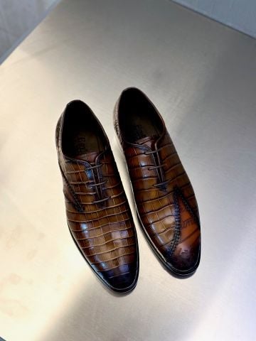 GIÀY TÂY NAM BLT PHOM OXFORD DA BÒ VÂN CÁ SẤU PATINA THỦ CÔNG
