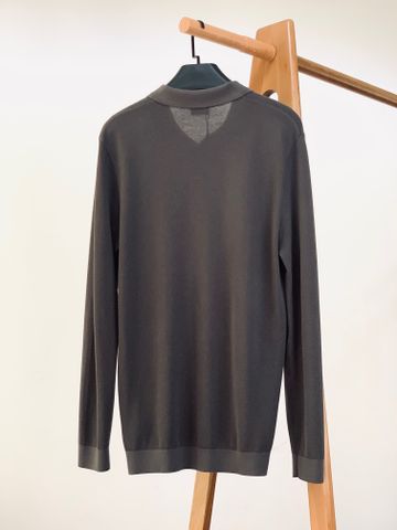 ÁO POLO LEN NAM DÀI TAY JACQUARD WAFFLE CLEAN FIT CỔ V KHÔNG KHUY