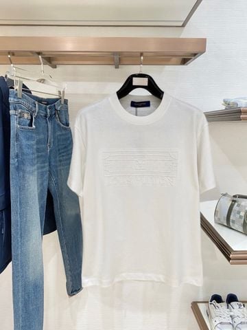 ÁO THUN NAM NỮ L V THÊU NỔI MONOGRAM TRUNK 3D FORM ĐẸP CAO CẤP