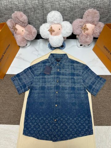 ÁO SƠ MI NAM LV* MONOGRAM KẺ CARO NGẮN TAY JACQUARD