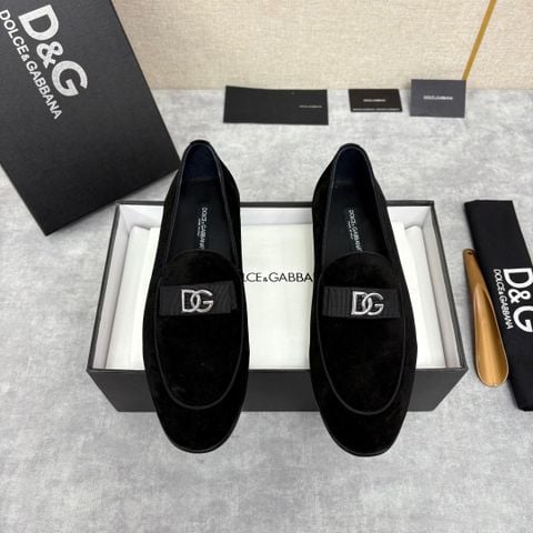 GIÀY NAM LOAFER D&G* NHUNG ĐEN LOGO KIM LOẠI THANH LỊCH