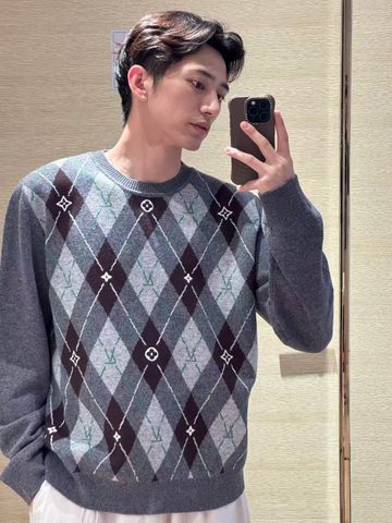 ÁO LEN NAM LV* ARGYLE JACQUARD XÁM