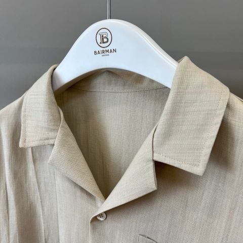 BỘ NAM B C LINEN PHA SILK – ÁO CỔ MỞ & QUẦN DÀI CẠP RÚT PHOM THƯ GIÃN