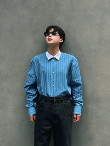 ÁO SƠ MI NAM LW PHỐI SỌC CHẠY DỌC PHỐI CỔ TƯƠNG PHẢN