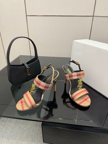 SANDAL CAO GÓT NỮ BBR 10CM CHECK CỔ ĐIỂN PHỐI CHARM LOGO NỔI BẬT