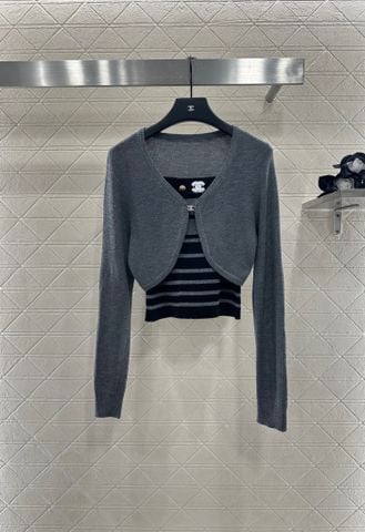 ÁO LEN NỮ CHANE BỘ 2 MÓN KẺ SỌC