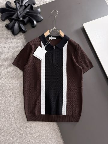 ÁO POLO DỆT KIM NAM T R – CỔ KHÓA KÉO, PANEL DỌC TƯƠNG PHẢN
