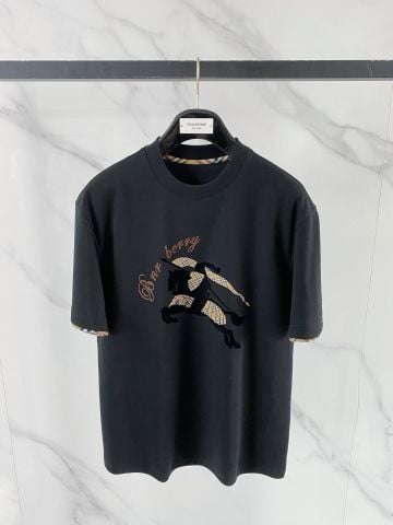 ÁO THUN NAM BBR CỔ TRÒN CLOUD COTTON THÊU KNIGHT LOGO PHỐI CHECK SIGNATURE