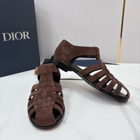 SANDAL FISHERMAN NAM D I O R AL MARE ĐAN THỦ CÔNG DA BÊ SUEDE