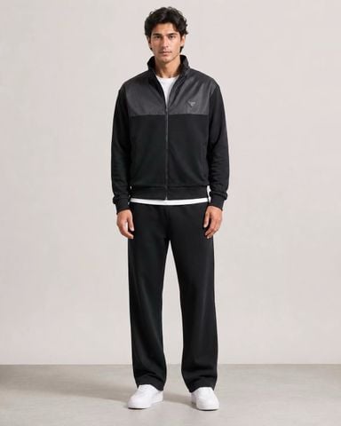 ÁO KHOÁC BLOUSON NAM P D CỔ ĐỨNG PHỐI NYLON – COTTON DỆT KIM, CẤU TRÚC PHÂN MẢNG SẮC NÉT