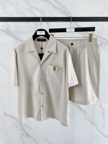 BỘ NAM L V ÁO SƠ MI CỔ CAMP COLLAR PHỐI SHORT ĐỒNG BỘ