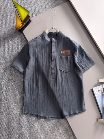 ÁO SƠ MI NAM H M CỔ TRỤ – LINEN DỆT TRỌNG LƯỢNG CAO, PHOM RELAXED
