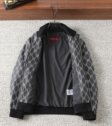 ÁO KHOÁC NAM GG*  JACQUARD MONOGRAM ĐEN – PHOM BOMBER GỌN GÀNG
