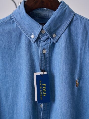 SƠ MI NAM R L CHAMBRAY COTTON SHORT-SLEEVE – PONY THÊU PHỐI MÀU