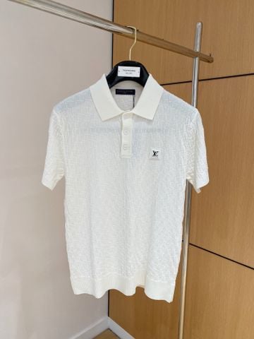 ÁO POLO NAM L V DỆT KIM HỌA TIẾT Ô VUÔNG NỔI FORM GỌN SANG TRỌNG