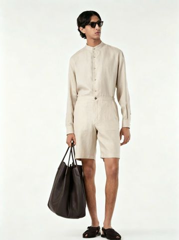 QUẦN SHORTS NAM L P NOLAN BERMUDA PURE LINEN PHOM SUÔNG LỊCH LÃM
