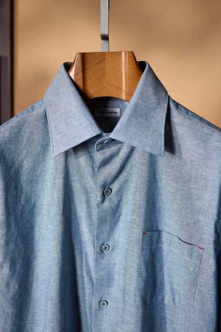 ÁO SƠ MI NAM KTN LINEN PHOM RỘNG THOÁNG NHẸ TÚI NGỰC MŨI CHẶN ĐỎ THANH LỊCH