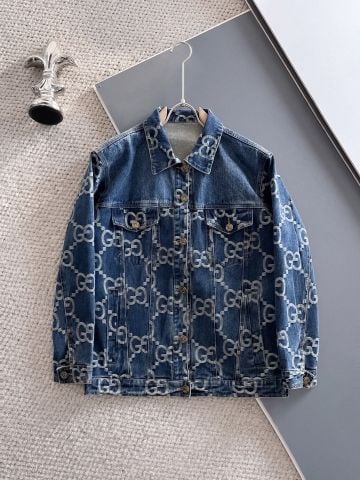 ÁO KHOÁC NAM GC DENIM MONOGRAM DÁNG CỔ BẺ FORM GỌN LÓT HỌA TIẾT