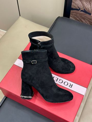 BOOT NỮ RV TRES VIVIER DA LỘN ĐEN GÓT CAO THANH LỊCH