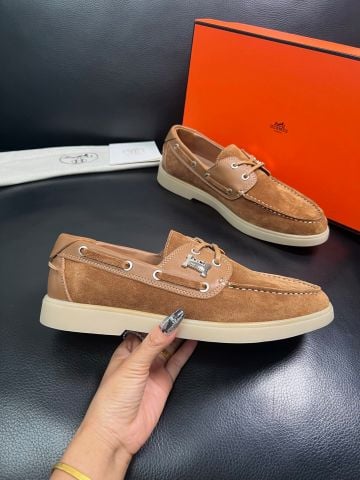 GIÀY NAM Herme* BOAT SHOE DA BÊ NHUNG Ý – MŨI MOC STITCH, ĐẾ ÊM NHẸ