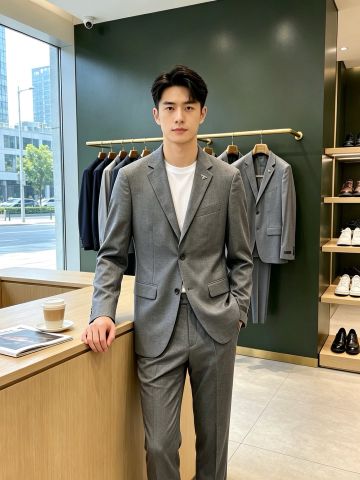 BỘ SUIT NAM P R D SINGLE-BREASTED PHOM TAILORED, VẢI DỆT CAO CẤP