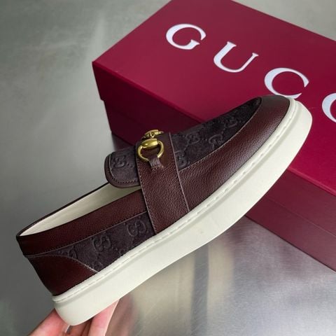 GIÀY SLIP ON NAM GC HORSEBIT GG MONOGRAM DA PHỐI SUEDE ĐẾ CAO SU DÀY ÊM
