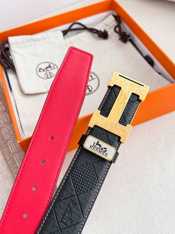 THẮT LƯNG NAM Herme*  KHÓA CHỮ H – DA BÊ ĐÔI MẶT 3.8CM*