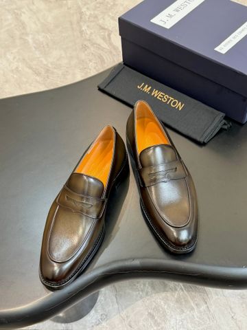GIÀY NAM LOAFER JMW DA BÒ THỦ CÔNG PATINA NÂU KHÓI QUÝ ÔNG DOANH NHÂN