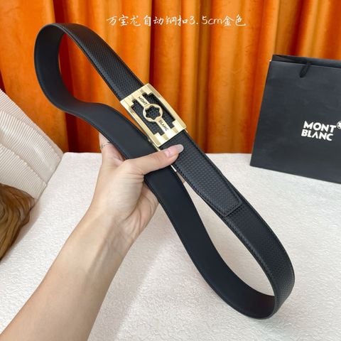 THẮT LƯNG NAM MONT BLANCT  DA BÊ NHẬP 3.5CM • KHÓA TỰ ĐỘNG THÉP BÓNG
