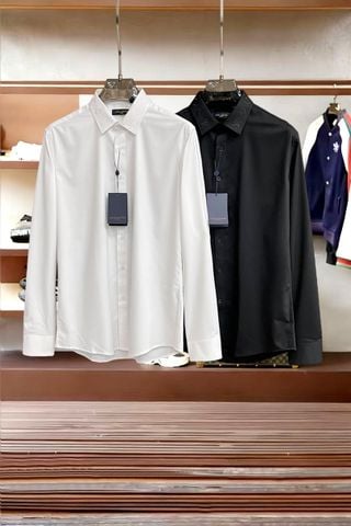 ÁO SƠ MI L V THÊU NỔI CỔ MONOGRAM PHOM ĐỨNG SANG TRỌNG