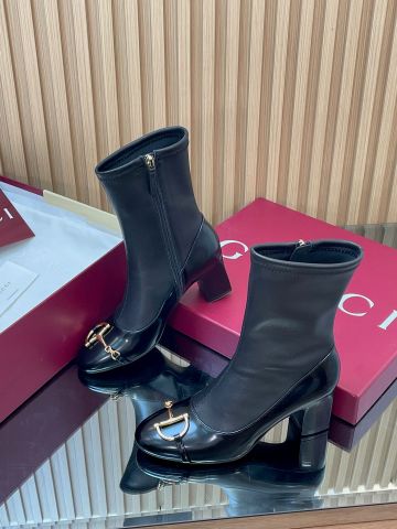 BOOT NỮ GUCC*  MŨI TRÒN HORSEBIT – PHIÊN BẢN DA BÓNG CAO CẤP