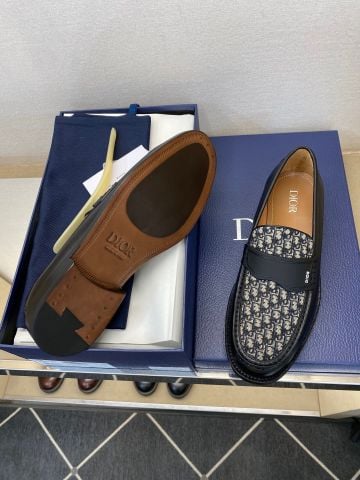 GIÀY NAM Di*or* * LOAFER DA BÊ & JACQUARD MONOGRAM | KHÂU GOODYEAR THỦ CÔNG