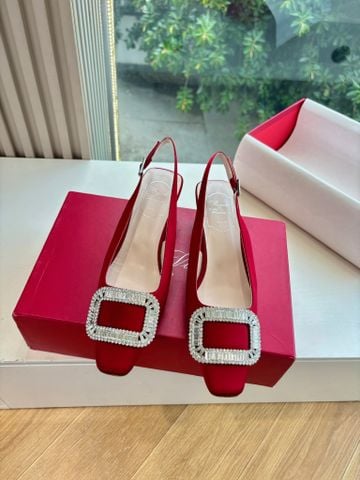 Giày nữ RV* slingback Mary Jane đính khóa đá 4.5cm Phiên bản mới