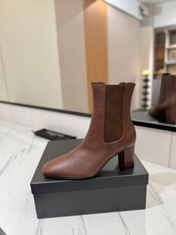 BOOT NỮ YSL*  CHELSEA GÓT TRỤ TRUNG – DA BÊ, LÓT CỪU, ĐẾ DA*
