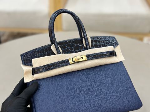 TÚI XÁCH NỮ HERM BK25 TOUCH DA TOGO PHỐI CÁ SẤU BÓNG 25CM