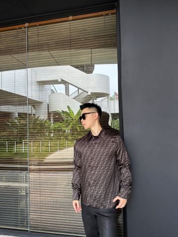 ÁO SƠ MI NAM NỮ FD MONOGRAM FF DỆT JACQUARD TOÀN THÂN PHOM RỘNG SANG TRỌNG