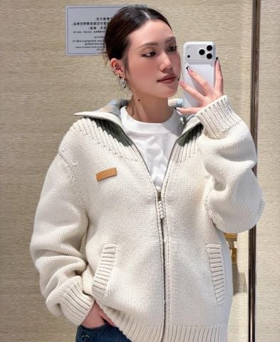 ÁO KHOÁC LEN NAM L V ZIP CARDIGAN – PHỐI CỔ DAMIER,