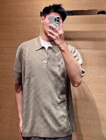 ÁO POLO NAM NỮ L V DỆT KIM MONOGRAM XUYÊN HỌA TIẾT NỔI THANH LỊCH