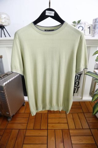 ÁO PHÔNG DỆT KIM NAM L P CỔ TRÒN PHOM RELAXED, VIỀN TƯƠNG PHẢN