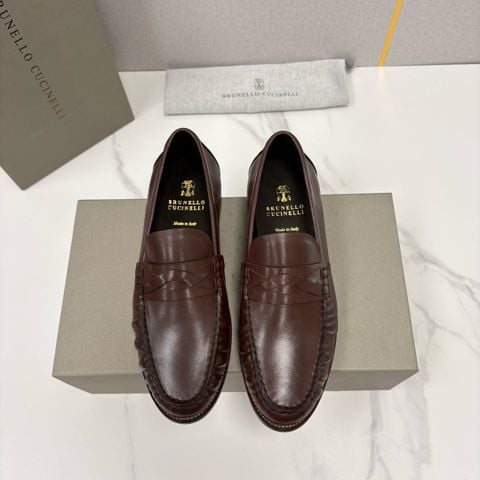 GIÀY LOAFER NAM B C BRAIDED-STRAP PENNY – DA BÊ MỀM, MŨI APRON TOE RÚT NHÚN THỦ CÔNG