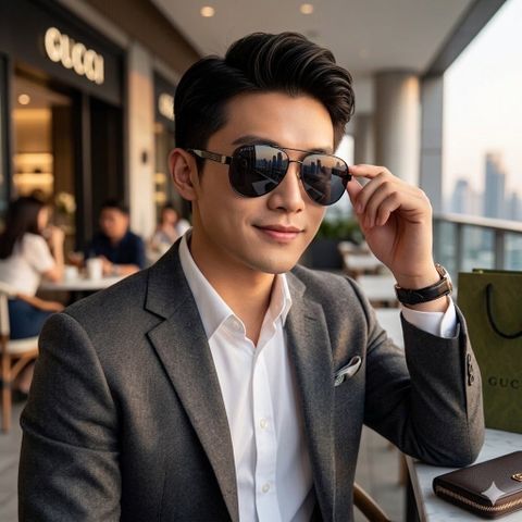 KÍNH MẮT NAM NỮ GC DÁNG AVIATOR GỌNG KIM LOẠI THANH MẢNH CÀNG HỌA TIẾT