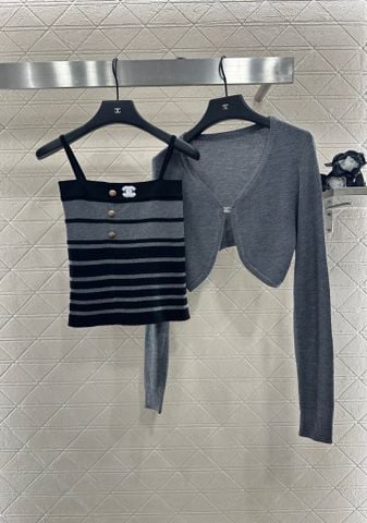 ÁO LEN NỮ CHANE BỘ 2 MÓN KẺ SỌC