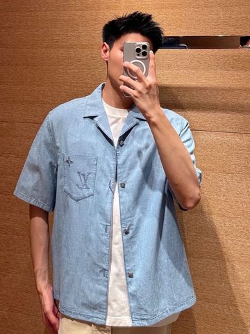 BỘ SƠ MI NAM L V EMBROIDERED SIGNATURE SHORT-SLEEVE SHIRT & SHORTS