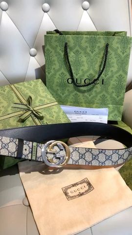 THẮT LƯNG NAM GUC MONOGRAM XÁM – MẶT TRÒN LOGO ĐÔI, BẢN 3.8CM*