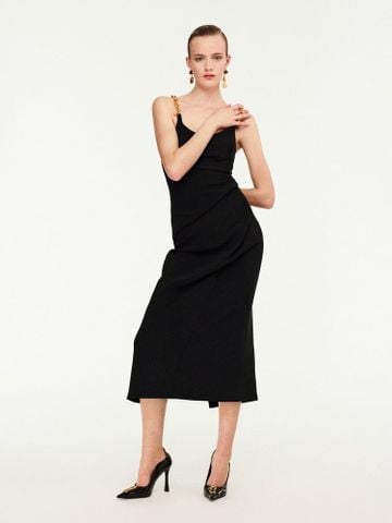 VÁY NỮ SCH DÁNG DÀI DÂY XÍCH KIM LOẠI RÚT EO TÔN DÁNG